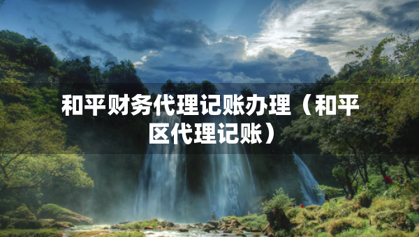 和平財(cái)務(wù)代理記賬辦理（和平區(qū)代理記賬）