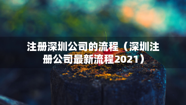 注冊深圳公司的流程（深圳注冊公司最新流程2021）