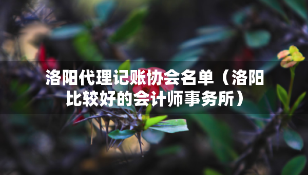 洛陽代理記賬協(xié)會名單（洛陽比較好的會計師事務所）