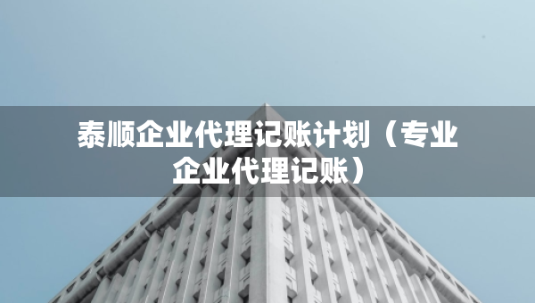 泰順企業(yè)代理記賬計(jì)劃（專業(yè)企業(yè)代理記賬）