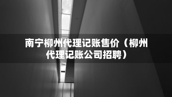 南寧柳州代理記賬售價（柳州代理記賬公司招聘）