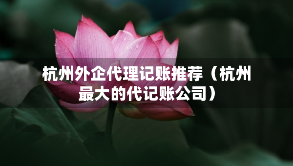 杭州外企代理記賬推薦（杭州最大的代記賬公司）