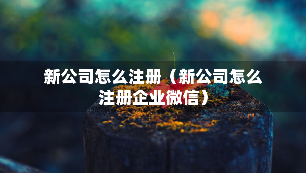 新公司怎么注冊（新公司怎么注冊企業(yè)微信）