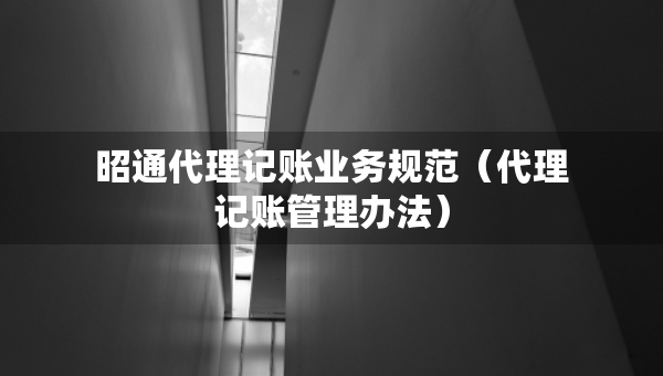 昭通代理記賬業(yè)務(wù)規(guī)范（代理記賬管理辦法）