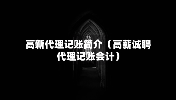 高新代理記賬簡(jiǎn)介（高薪誠(chéng)聘代理記賬會(huì)計(jì)）