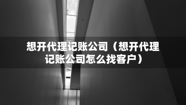 想開代理記賬公司（想開代理記賬公司怎么找客戶）