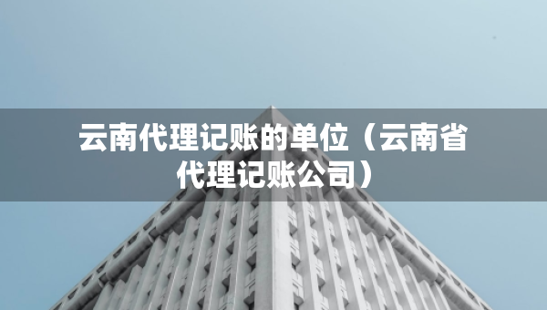 云南代理記賬的單位（云南省代理記賬公司）