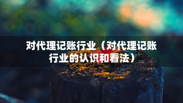 對(duì)代理記賬行業(yè)（對(duì)代理記賬行業(yè)的認(rèn)識(shí)和看法）