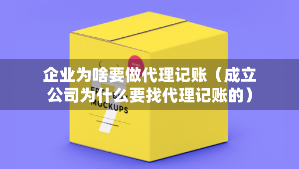 企業(yè)為啥要做代理記賬（成立公司為什么要找代理記賬的）