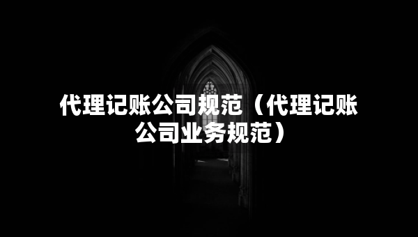 代理記賬公司規(guī)范（代理記賬公司業(yè)務規(guī)范）