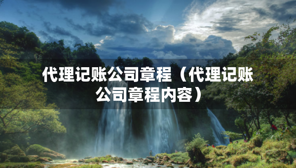 代理記賬公司章程（代理記賬公司章程內(nèi)容）
