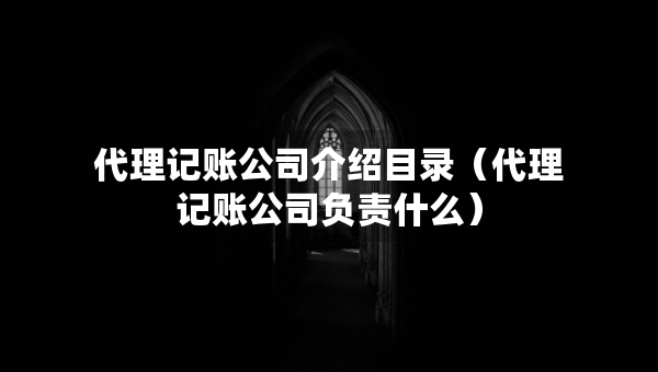 代理記賬公司介紹目錄（代理記賬公司負責什么）